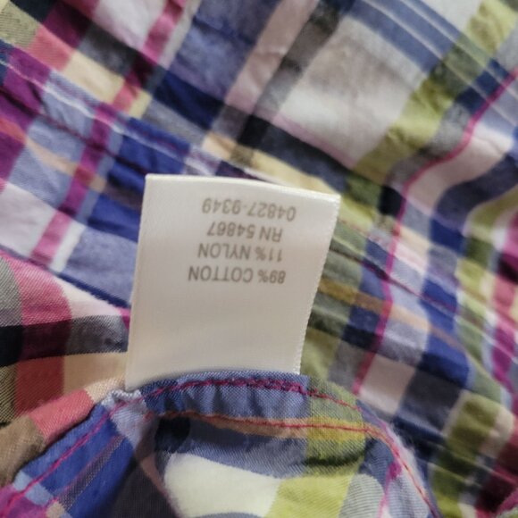 Christopher & Banks Plaid Button-Up Shirt P/L Cotton & Nylon - Picture 4 of 7